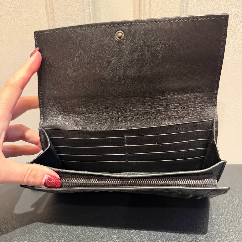 Rare Bottega Veneta Intrecciato Black Leather Nappa Long Wallet w/ Stingray - Picture 3 of 10